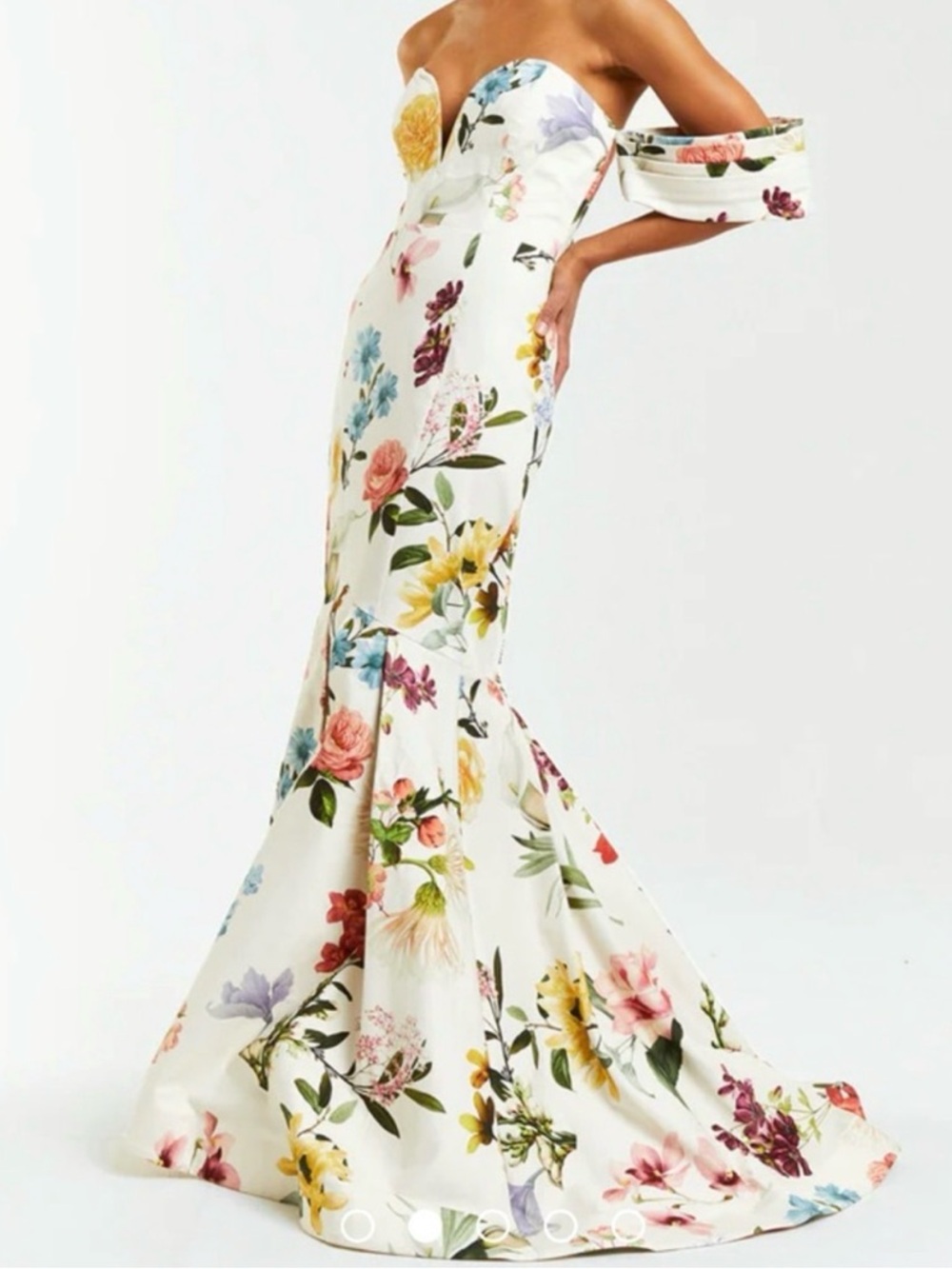 Mestiza New York Gloria Floral Off the Shoulder Mermaid Gown - Picture 2 of 16